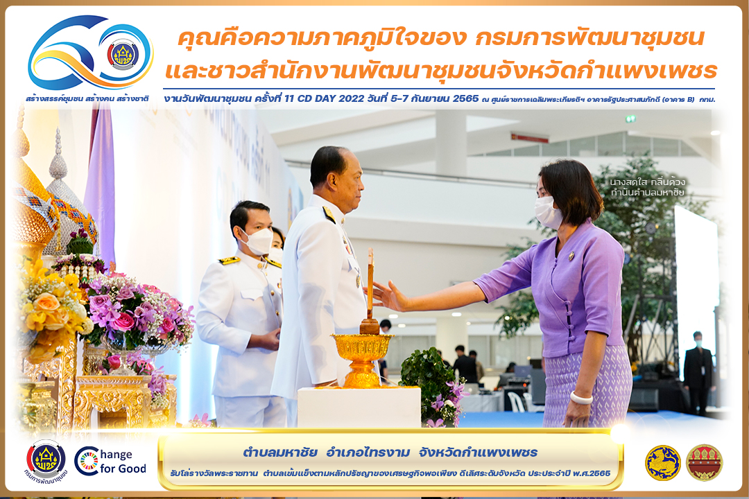 พช.กำแพงเพชร  “คว้า 7 รางวัลแห่งความภาคภูมิใจ” งานวันพัฒนาชุมชน ครั้งที่ 11 CD Day 2022