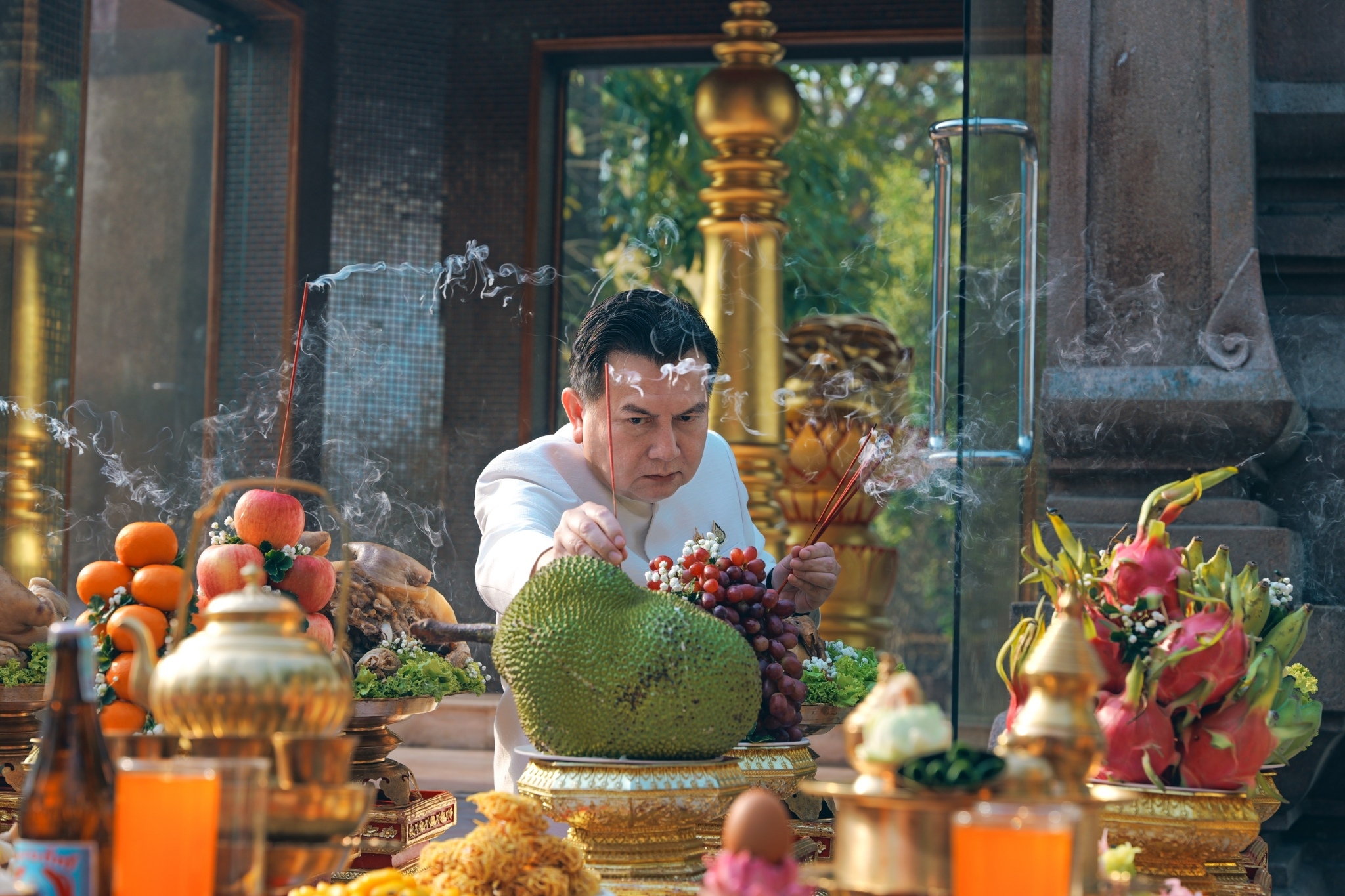 พช.กำแพงเพชร ร่วมพิธีบวงสรวงบูรณะศาลเจ้าหลักเมืองกำแพงเพชร (ก่อนบูรณะ)